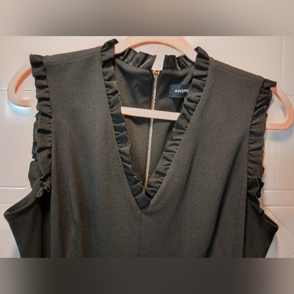 Women's Andrew Marc Ruffle Jumpsuit Black Size 16 - Picture 6 of 12